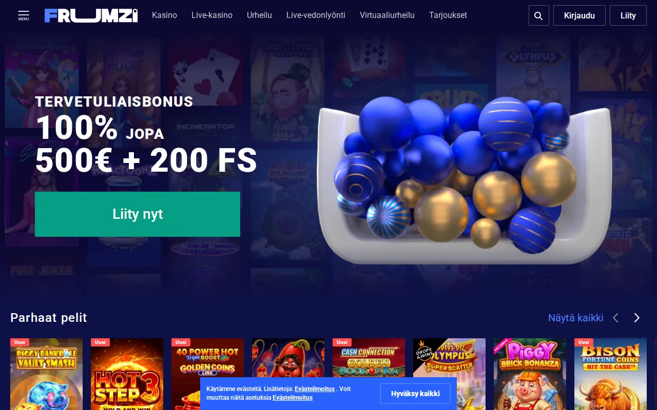Startseite von frumzi.com (Screenshot)